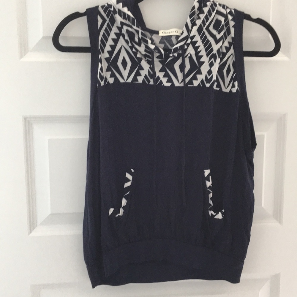 Sleeveless Navy Hoodie